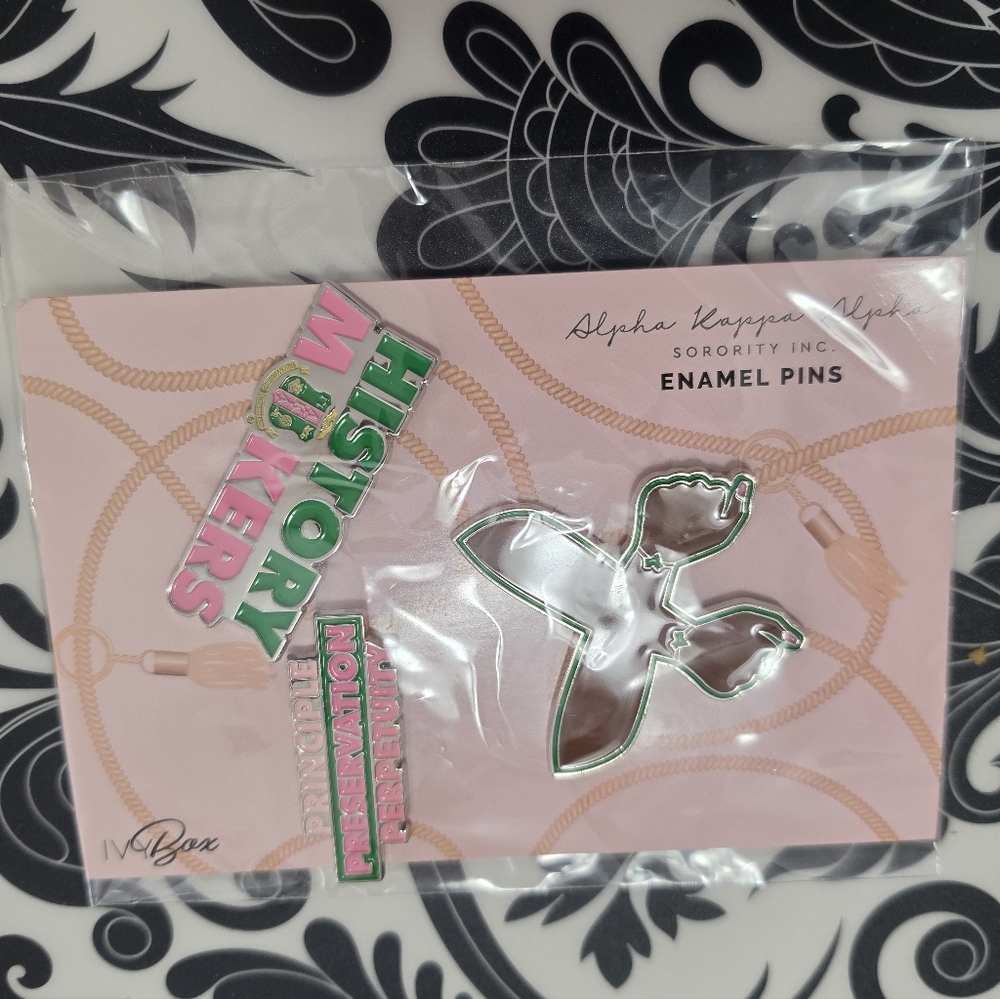 History Makers Enamel Pins - Pink & Green Lettering